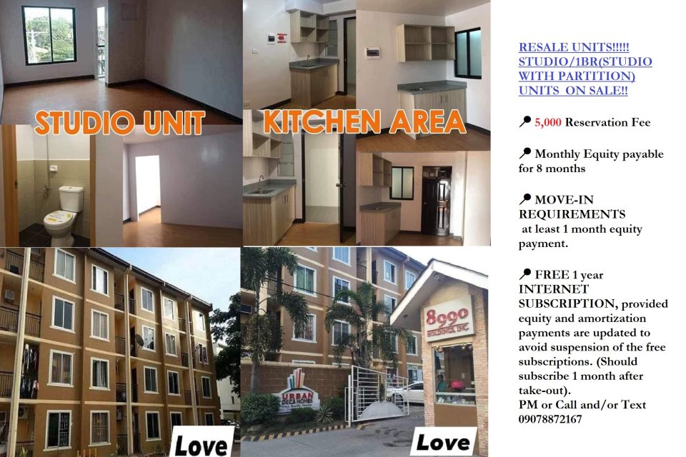 RESALE UNITS!!!!! STUDIO/1BR(STUDIO WITH PARTITION) UNITS ON SALE!!